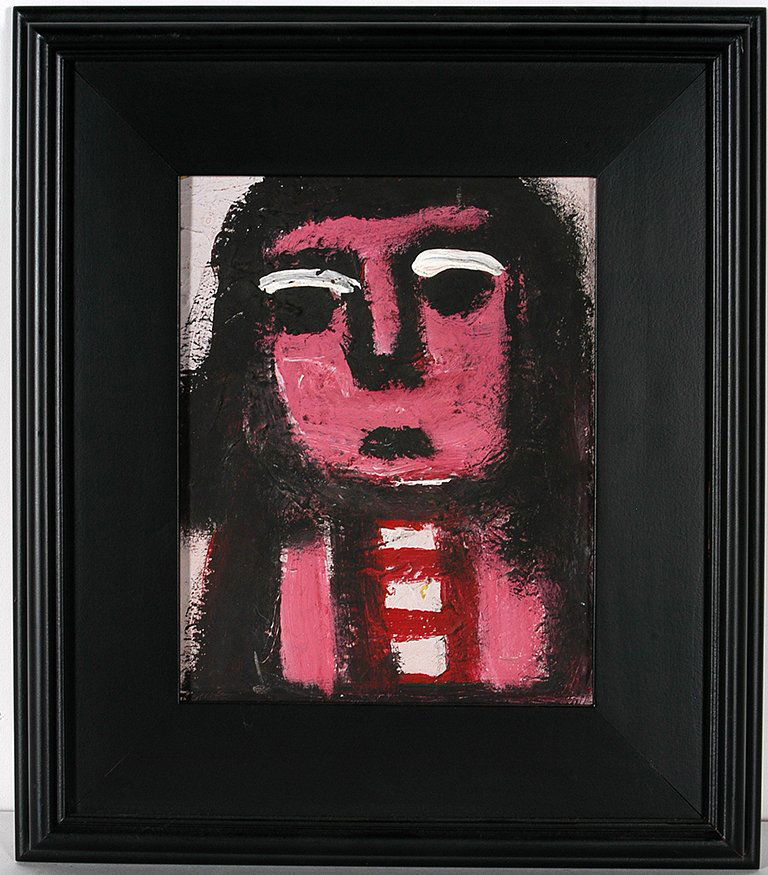 Eddy Mumma. Portrait w/o Hands.: Eddy Mumma. Portrait Without Hands. Oil on artist board. Image is 8” w x 10”h. Frame is 13” w x 15”h. Est. $100-200. Ship: $35