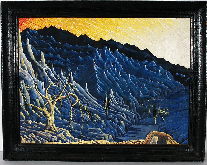 Martin Dean Coppinger. Sunlight On Desert.: Martin Dean Coppinger. First Sunlight On Desert Mountains. Signed. Not dated. Oil on canvas panel. Great condition. Size with frame is 28” w x 22”h. Est. $800-1,200. Ship: $55