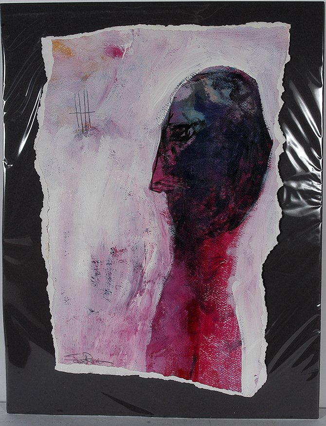 Jesse Reno. Profile.: Jesse Reno. Profile. 2001. Signed and dated. Acrylic and graphite on handmade rag paper. Excellent condition. 13.5”w x 20”h. Est. $300-400. Ship: $45
