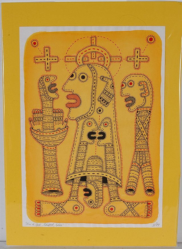 Ian Pyper. In A God - Shaped Space.: Ian Pyper. In A God - Shaped Space. 1999. Signed and dated. Watercolor and ink on paper. Excellent condition. 11.5” w x 16.5”h. Est. $400-600. Ship: $35
