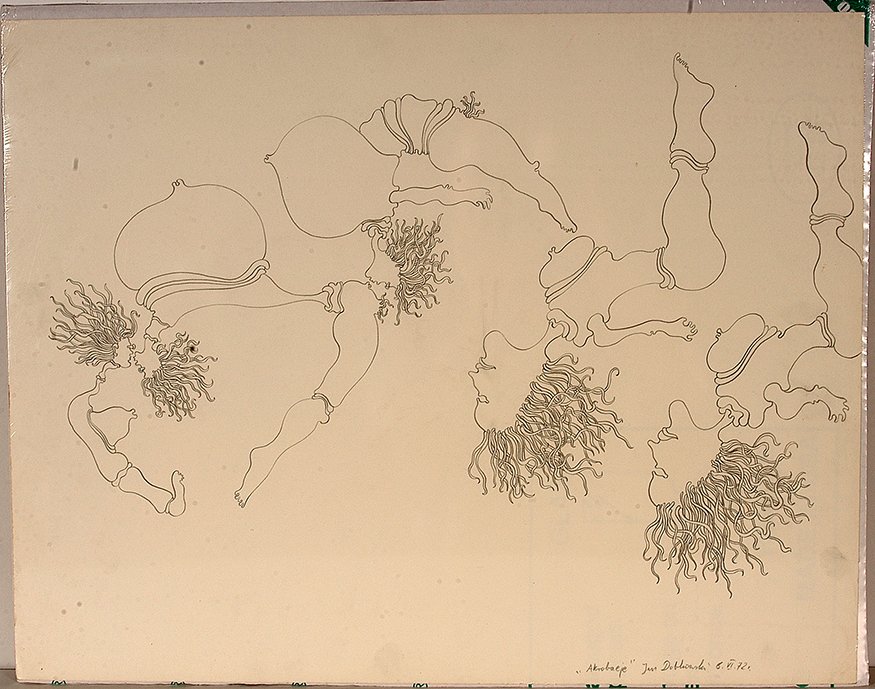 Jan Dobkowski. Akobaeje.: Jan Dobkowski. Akobaeje. 1972. Graphite on paper. Excellent condition. 24” w x 19”h. Est. $300-500. Ship: $45