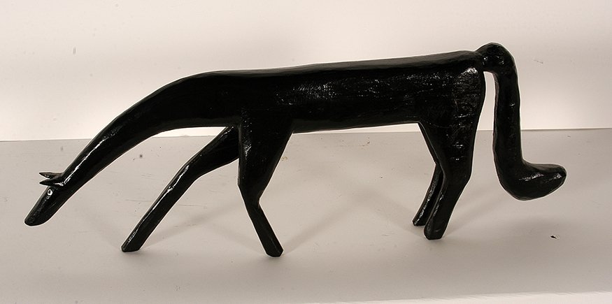 Minnie & Garland Adkins. Small Black Horse.: Minnie & Garland Adkins. Small Black Horse. 1994. Signed and dated. Carved and painted wood. Excellent condition. 22”x 8” x 2”. Est. $300-500. Ship: $45