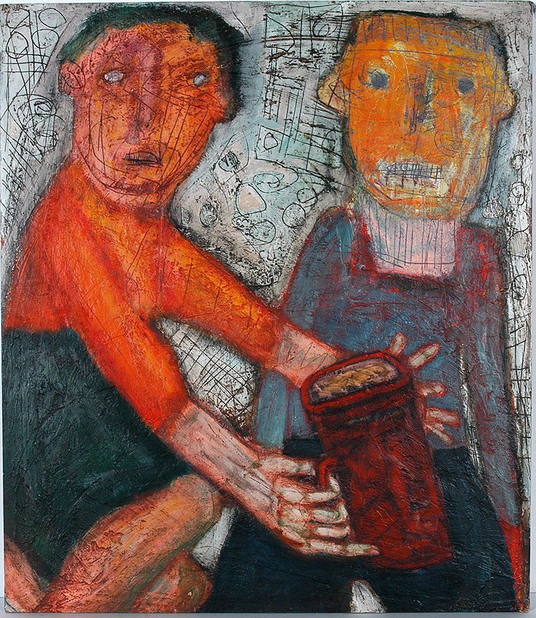 Terry Turrell. No Batteries.: Terry Turrell. No Batteries. 1998. Signed, dated and titled. Oil and tar on board. Excellent condition. 28” w x 32” h. Est. $1,000-2,000. Ship: $75