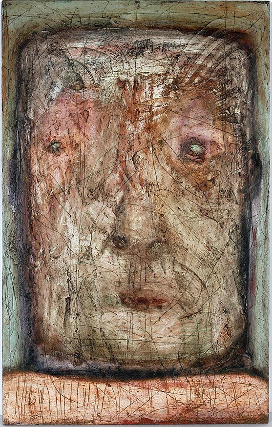 Terry Turrell. Head Painting.: Terry Turrell. Head Painting. 1998. Signed, dated and titled. Oil and tar on board. Excellent condition. 20” w x 32”h. Est. $800-1200. Ship: $65