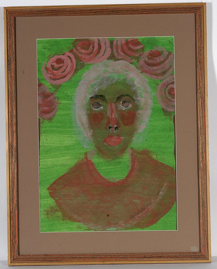 Sybil Gibson. Portrait And Roses.: Sybil Gibson. Portrait And Roses. 1994. Signed and dated. Watercolor on paper. Excellent condition. Image is 17” w x 24”h. Frame is 25”w x 32”h. Provenance: A prominent Southern Collection. Es