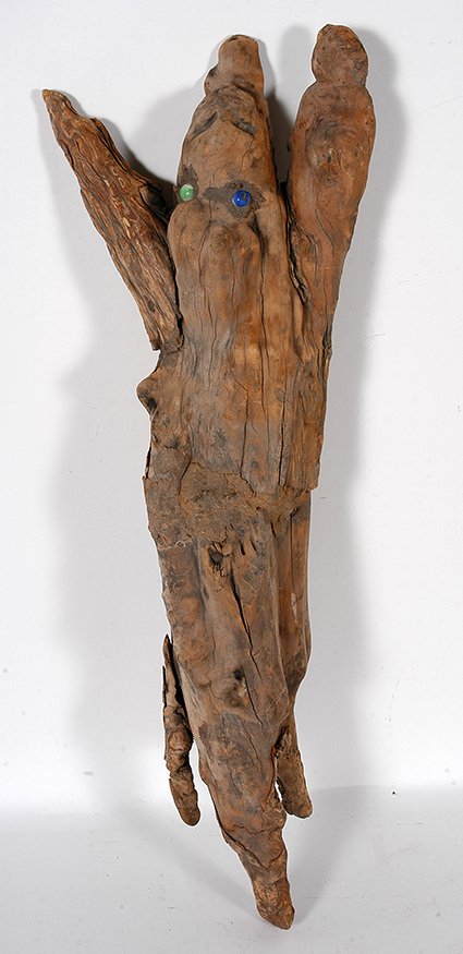 Jesse Aaron. Alligator.: Jesse Aaron. Alligator. Not signed. Joined and nailed together cypress needles with marble eyes. Great condition. 13” x 6” x 36”h. Est. $300-500. Ship: $85