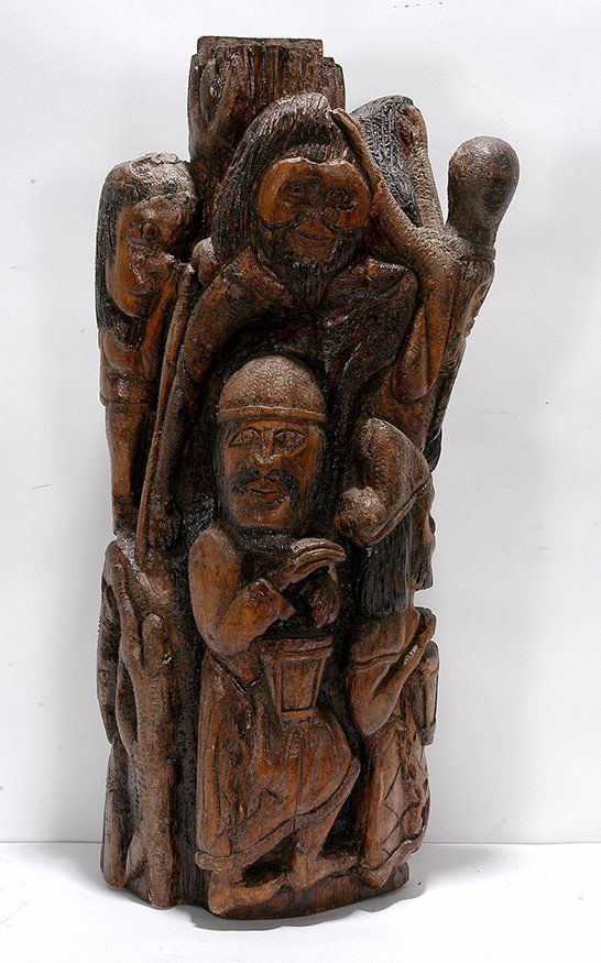 Everald Brown. Striving.: Everald Brown. Striving. 1971. Signed and dated. Carved wooden stump. Excellent condition. 24”h x 9.5” diameter. Provenance: Cavin Morris Gallery. Est. $1,000-1,500. Ship: $55