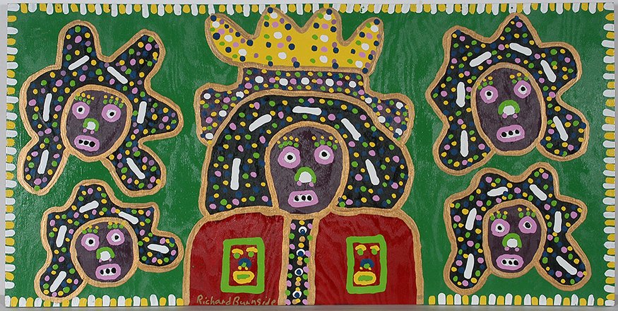Richard Burnside. King and Four Queens.: Richard Burnside. King and Four Queens. Signed. Not dated. Paint on board. Slight warping, otherwise great condition. 48” w x 24”h. Est. $400-600. Ship: $85
