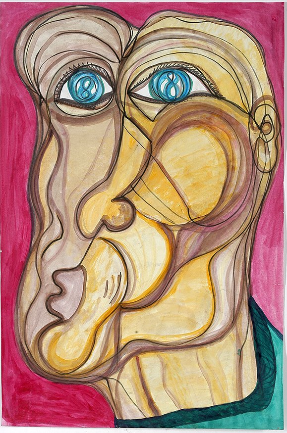 Carolyn Mae Lassiter. Portrait.: Carolyn Mae Lassiter. Portrait. Signed. Watercolor and marker on paper. Minor tear on edge, otherwise good condition. 25” w x 37” h. Est. $800-1,200. Ship: $85