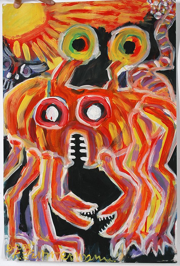 Kurt Zimmerman. The Crab.: Kurt Zimmerman. The Crab. 1993. Signed, dated and titled. Paint on poster. Excellent condition. 24” w x 36”h. Est. $400-800. Ship: $75