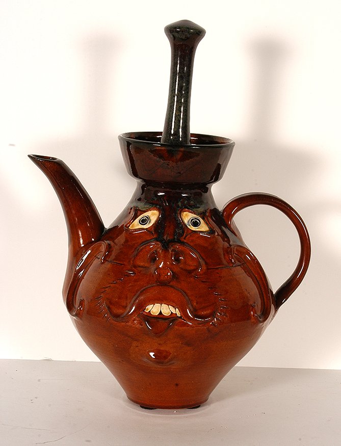 Roger Corn. Teapot Face Jug.: Roger Corn. Teapot Face Jug.2004. Signed and dated. Mint condition. 15.5”h. Est. $100-200. Ship: $65