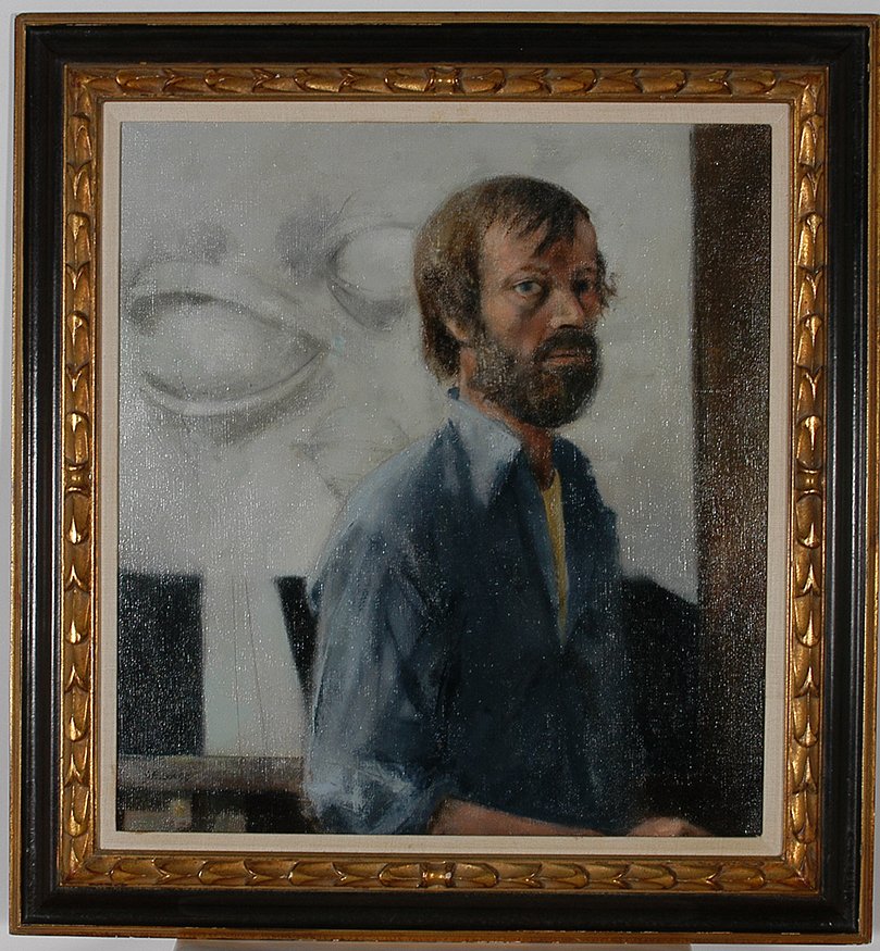John Dobbs. Self-Portrait.: John Dobbs. Self-Portrait.1974. Signed and dated. Oil on linen. Excellent condition. Size with frame is 31” w x 34”h. Provenance: ACA Galleries, NYC. Est. $300-500. Ship: $85