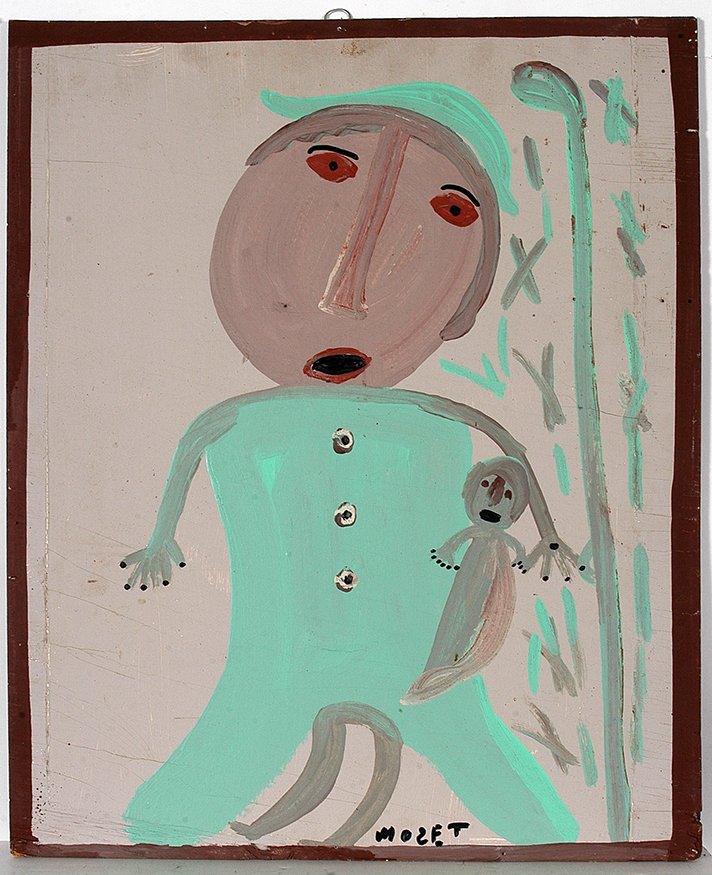 Mose Tolliver. Girl With Doll.: Mose Tolliver. Girl With Doll.Signed. Oil on board. Excellent condition. 20” w x 24”h. Est. $600-800. Ship: $45