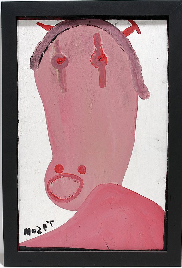 Mose Tolliver. Nall.: Mose Tolliver. Nall.Signed. Paint on board. 18” x 27” including frame. Excellent condition. Provenance: ex. William Arnett Collection. Est. $600-800. Ship: $45