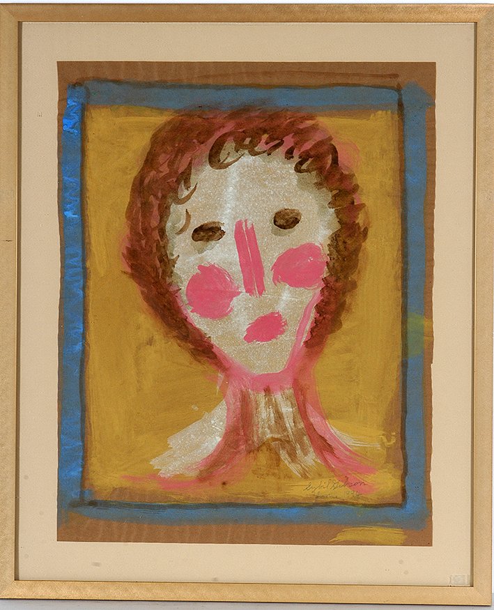 Sybil Gibson. Portrait On Gold.: Sybil Gibson. Portrait On Gold.1994. Signed and dated. Watercolor on paper. Excellent condition. Image is 19” w x 23”h. Frame is 24” x 29”h. Est. $600-800. Ship: $75