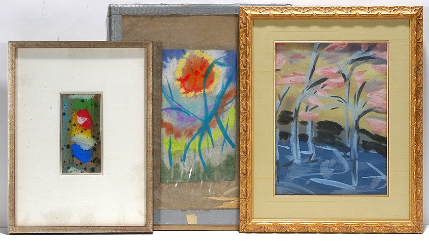 Sybil Gibson. Three Paintings.: Sybil Gibson. Three Paintings.Signed. Not dated. Tempera on paper. Great condition. Largest is 14” x 17”h. Est. $500-800. Ship: $45