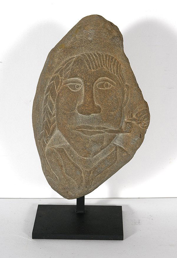 David Marshall. Indian Smoking Pipe.: David Marshall. Indian Smoking Pipe. Not signed or dated. Carved riverstone. Excellent condition. 9.5”h with display stand. Est. $200-300. Ship: $45