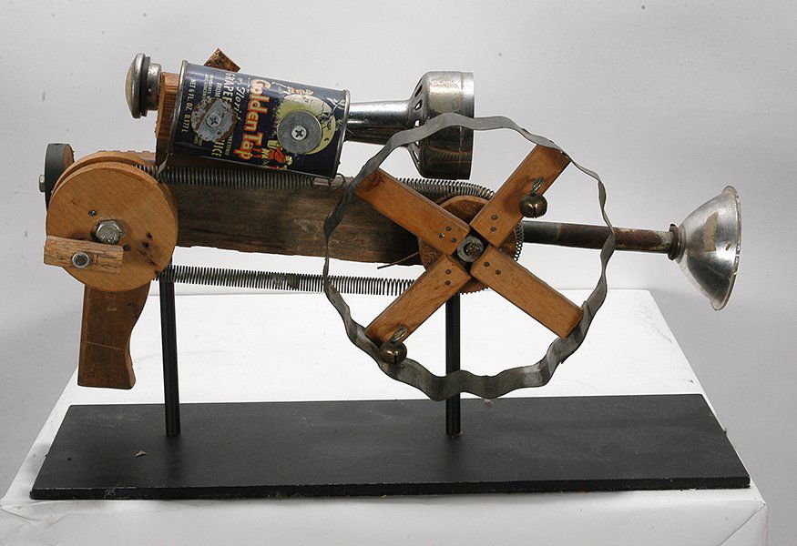 Mark Casey Milestone. Ray Gun.: Mark Casey Milestone. Ray Gun. 1994. Signed and dated. Found mixed media. Excellent condition. 17” x 11” x 8”. Est. $200-300. Ship: $65