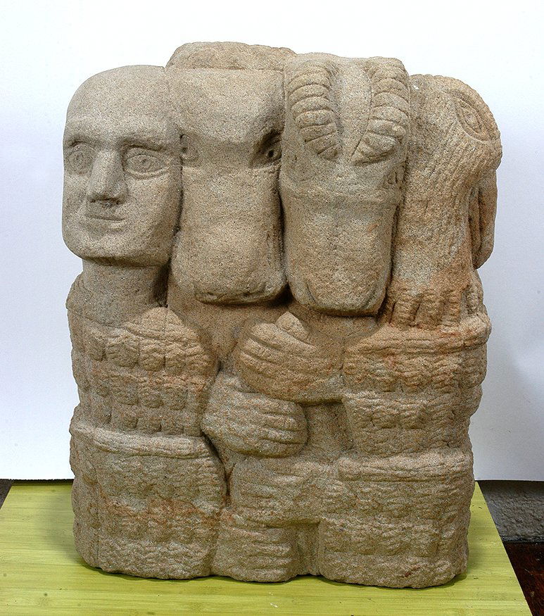 Tim Lewis. Ezekiel Dreams.: Tim Lewis. Ezekiel Dreams. Signed. Carved limestone. Excellent condition. 23" x 17" x 5". Est. $1,000-3,000. Buyer is responsible for shipping.