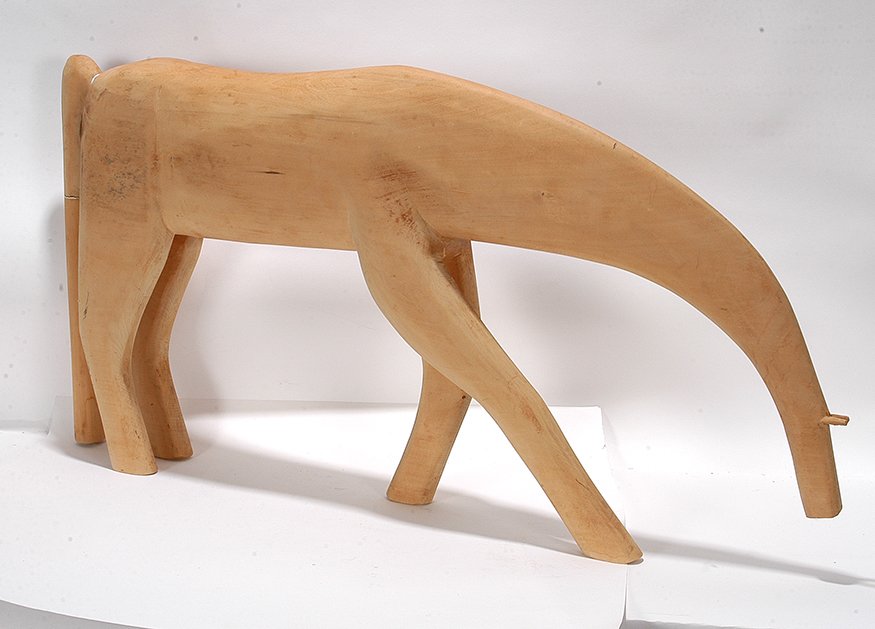 Minnie & Garland Adkins. Large Natural Horse.: Minnie and Garland Adkins. Large Sculptural Natural Horse. 1991. Signed and dated. Isonville, KY. 35" long x 17". Excellent condition. Est. $800-1,200. Ship: $100