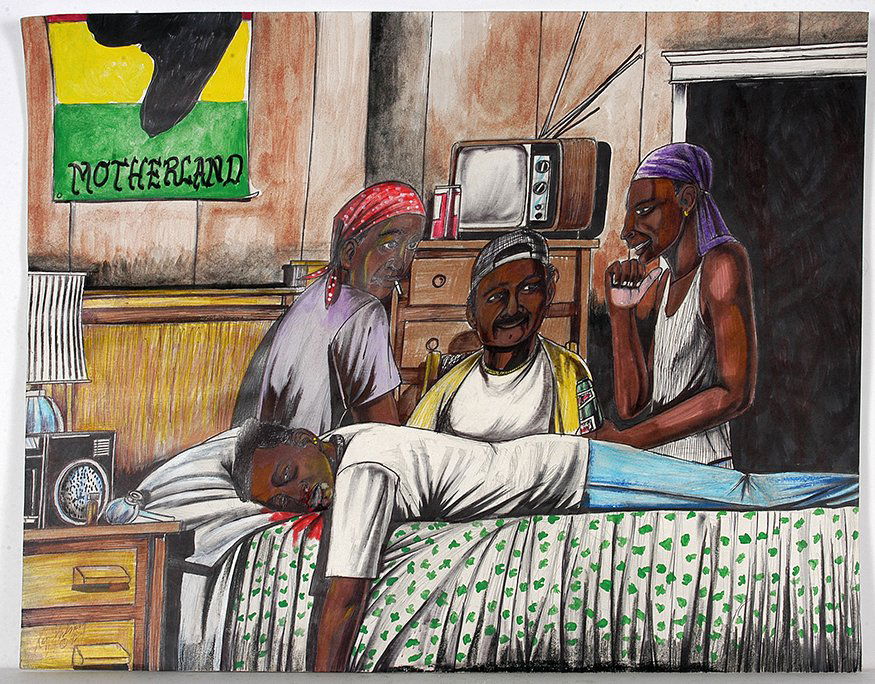 Roy Ferdinand. Too Much Rock.: Roy Ferdinand. Too Much Rock. 1992. Signed and dated. Colored pencil and watercolor on poster. Excellent condition. 28" w x 22". Provenance: Dr. Regenia Perry. Est. $800-1,200. Ship: $55