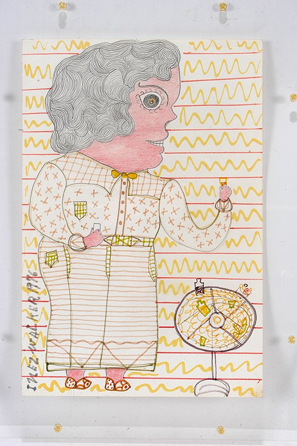 Inez Nathaniel Walker. Woman Drinking At Table.: Inez Nathaniel Walker. Woman Drinking At Table. 1976. Signed and dated. Marker on paper. Excellent condition. Image is 12" x 17". Est. $600-900. Ship: $55