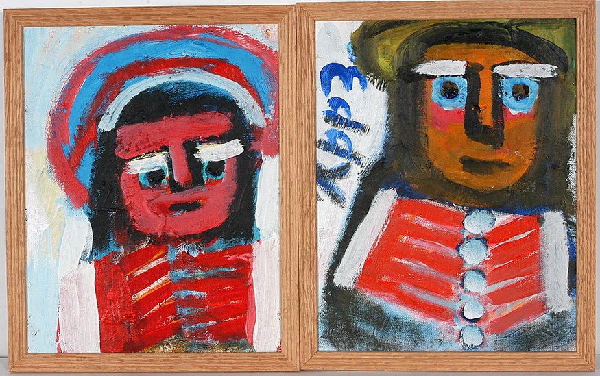 Eddy Mumma. Brothers.: Eddy Mumma. Brothers. Signed. Not dated. Oil on canvas panel and masonite. Excellent condition. 12" x 15each. Est. $300-500. Ship: $45