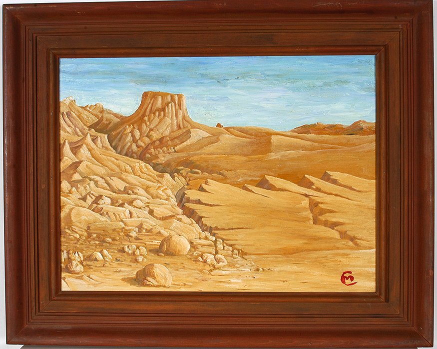 Martin Dean Coppinger. Dessert Scene: Martin Dean Coppinger. Dessert Scene. Initialed. Not dated. Oil on canvas panel. Excellent condition. 31” w x 25”h with frame. Est. $200-400. Ship: $45