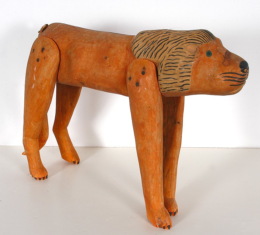 Manuel Jimenez (Mexican). Lion: Manuel Jimenez (Mexican). Lion. c. 1970’s. Not signed or dated. Wood carving. M. Jimenez is one of the founding artists of the Oaxacan woodcarving movement. Great condition. 14” x 17”. Est. $50-
