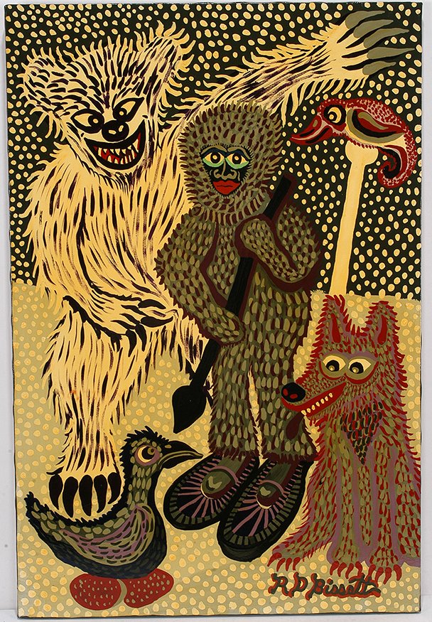 R.D. Bissett. Hansen Discovers North Pole.: R.D. Bissett. Hansen Discovers The North Pole. 1990. Signed, dated and titled. Oil on canvas. Excellent condition. 24” w x 36”h. Est. $300-500. Ship: $45