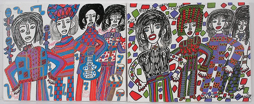 Knox Wilkinson. Beatles & Rollingstones.: Knox Wilkinson. Beatles and Rollingstones. 2007. Signed, dated and titled. Paint on canvas. 20” x 16”each. Est. $200-300. Ship: $45