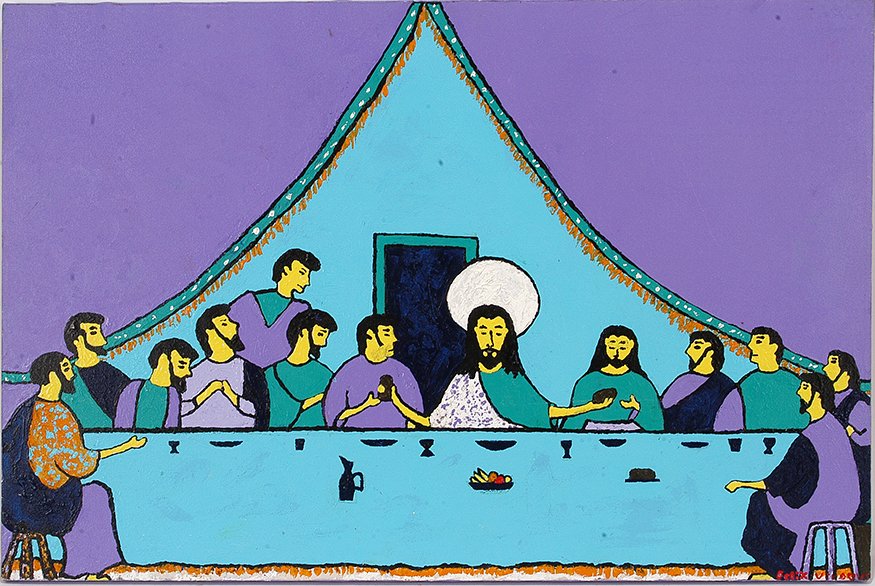 Felix Virgous. The Last Supper.: Felix Virgous. The Last Supper. Signed. Not dated. Oil on canvas. Excellent condition. 36”w x 24” h. Est. $300-500. Ship: $75