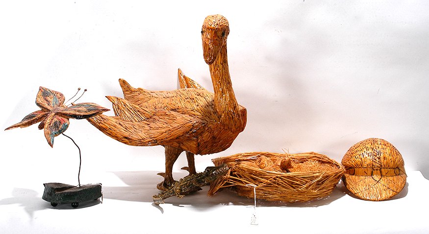 Michael Smith. Match Stick Art.: Michael Smith. Match Stick Art. c. 2000. Signed and dated. Matchsticks and glue. Great condition. Duck is 19”h. Est. $200-400. Ship: $100