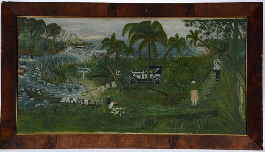 Unknown Southern Painter. Three Girls Swim Without: Unknown Southern Painter. Three Girls Swim Without Clothes.c. 1930’s. Possibly Florida origin. Oil on canvas in original frame. Publications and venues. NBC Television “America: A Different Look.