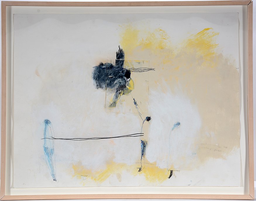 Clint Griffin. Portrait Of The Working Person.: Clint Griffin. Portrait Of The Working Person.Signed and titled. Ink and paint on collage on paper. Excellent condition. Size with frame is 29” w x 23”h. Est. $300-500. Ship: $55