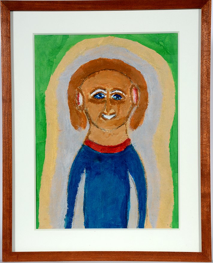 William Dawson. Lady In Blue.: William Dawson. Lady In Blue.Not able to see signature or date. Paint and pencil on paper. Minor tear on middle left side, otherwise great condition. Image is 9” w x 12”h. Frame is 12” w x 15”