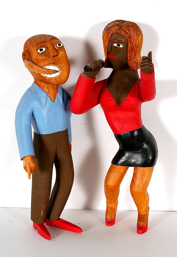 Sulton Rogers. Blues Singer Couple.: Sulton Rogers. Blues Singer Couple.Not signed. Carved and painted wood. Great condition. 10”h. Est. $300-600. Ship: $65