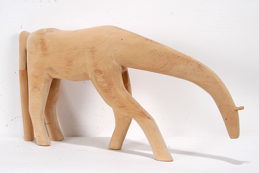 Minnie and Garland Adkins. Natural Wood Horse.: Minnie and Garland Adkins. Natural Wood Horse.1990. Signed and dated. Carved wood. Excellent condition. 14.5” x 29” x 5. Est. $1,000-2,000. Ship: $150