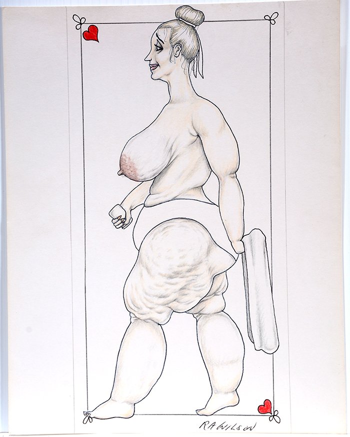 Richard Wilson. Off To The Shower.: Richard Wilson. Off To The Shower.Signed. Colored pencil and ink on paper. Excellent condition. 11” w x 14”h. Est. $300-500. Ship: $35