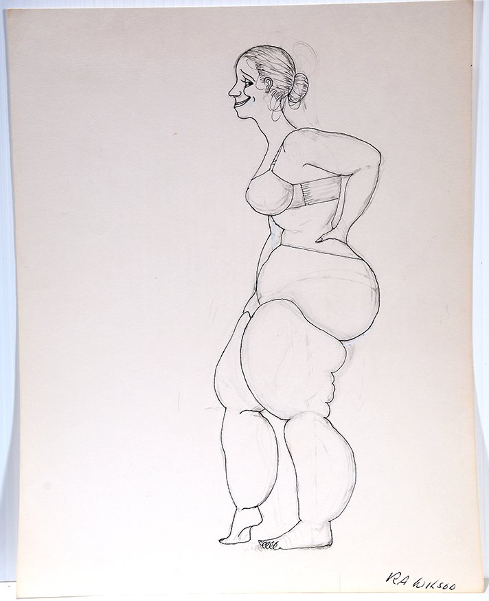 Richard Wilson. Hand On Hips.: Richard Wilson. Hand On Hips.Signed. Ink on paper. Excellent condition. 11” w x 14”h. Est. $200-400. Ship: $35
