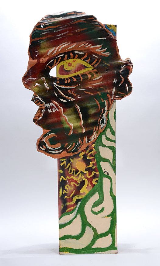 Calvin Livingston. Hair.: Calvin Livingston. Hair. 1991. Paint on metal and wood. Excellent condition. 17” w x 38”h. Provenance: Anton Haardt Gallery. Est. $200-300. Ship: $65