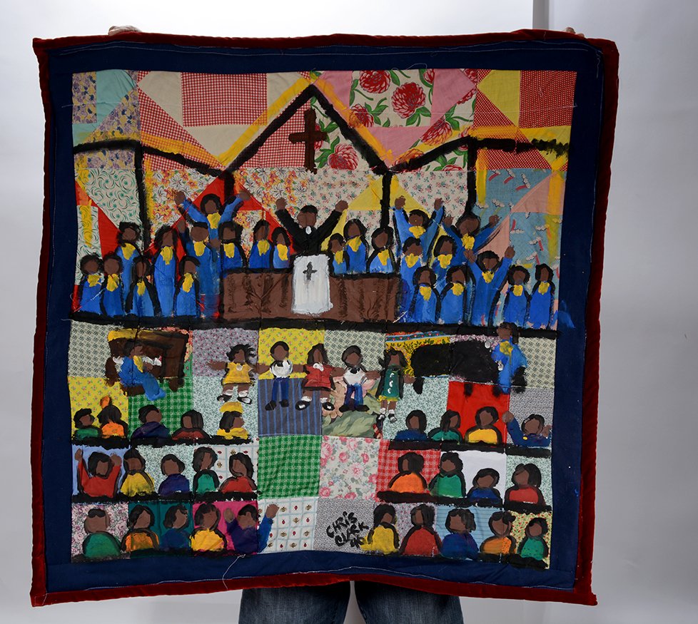 Chris Clark. Church Scene Crib Quilt. (1 of 1)