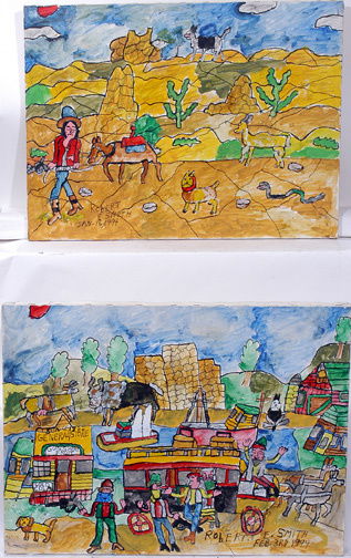 Robert Smith Pair: 24" w x 18" h. Paint on canvas. Ship: $20 Est. $300-500