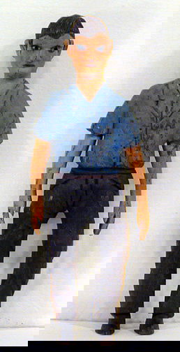 Clarence Stringfield Man: Carved and painted wood. 12" h. Provenance: The Florida Folk Art Museum. Ship: $15 Est. $300-500