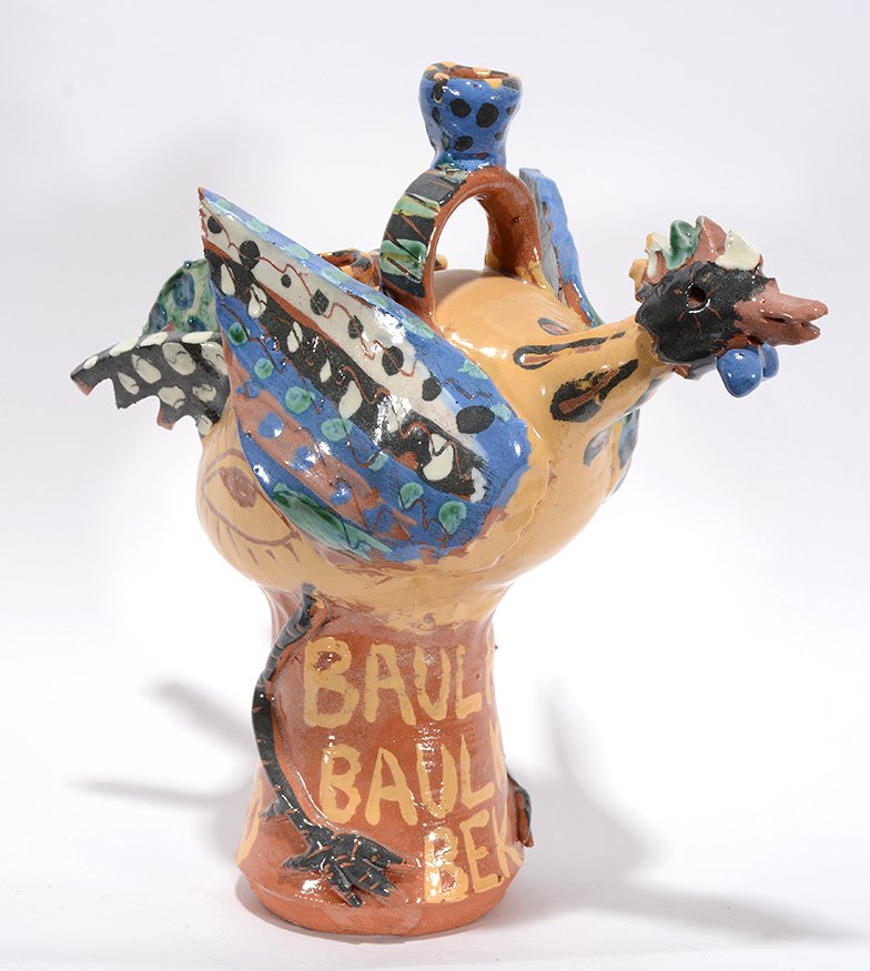 Carl Block. Rooster. Candle-Opea: Carl Block. Rooster. Candle-Opea. 1992. Stamped and dated. Multi-colored glaze. Mint condition. 13”h. Est. $200-400. Ship: $65