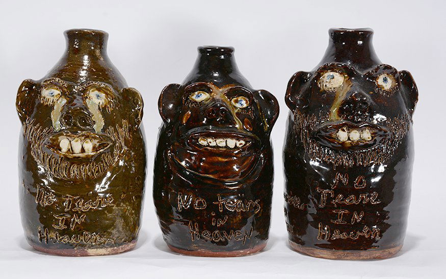 Marie Rogers. Three No Tears In Heaven Face Jugs. (1 of 4)