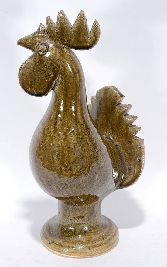 Edwin Meaders. Ash Glaze Rooster. (1 of 3)