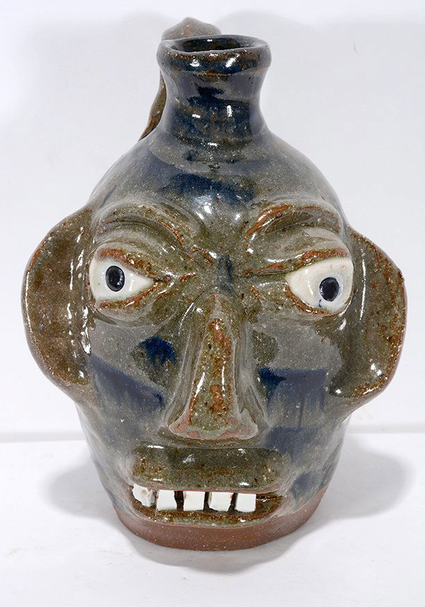 B.B. Craig. Two Color Swirl Pint Size Face Jug. (1 of 3)