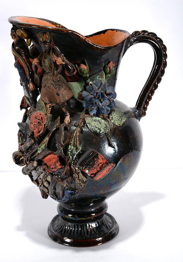 Highly Decorated Pictorial Celebration Pitcher. (1 of 6)