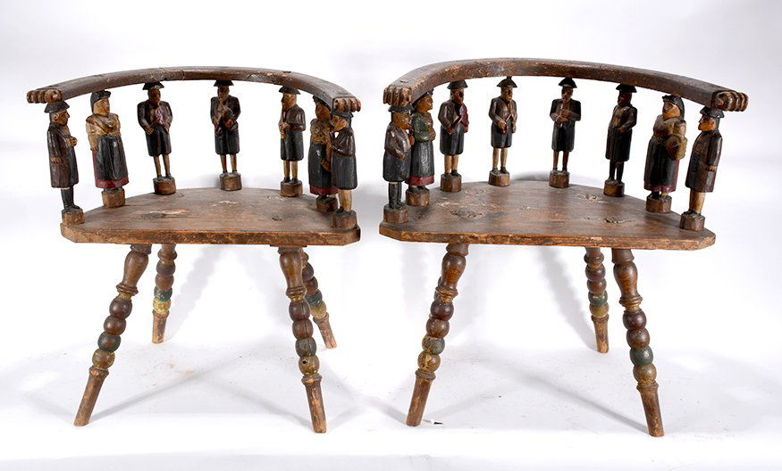 Pair of Handcarved Captain Chairs. (1 of 10)